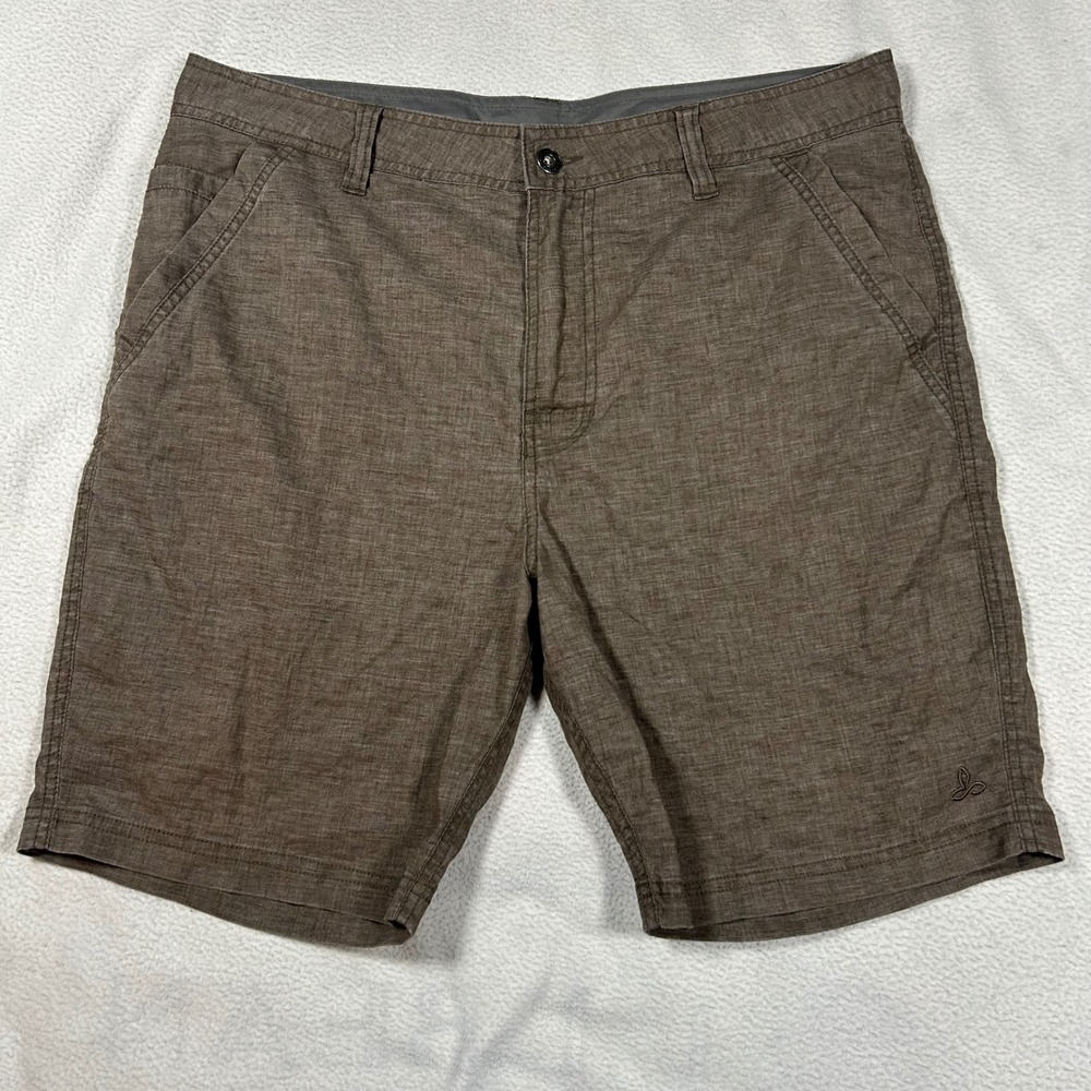 Prana Furrow Shorts Mens 34 Brown M3FU08115 Heathered Utility Hiking 8" Inseam